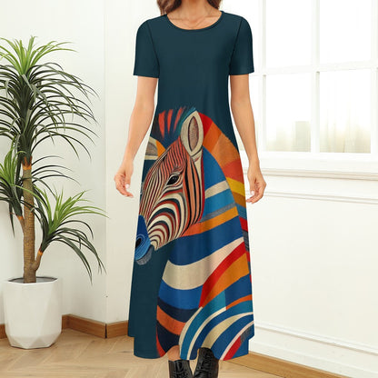 Funky Zebra Printed Dress Inkedjoy