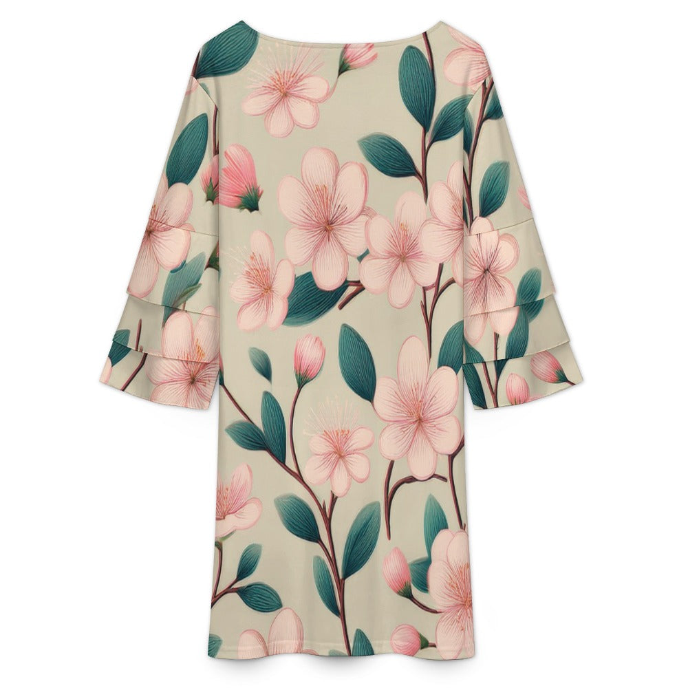 Lotus leaf sleeve dress Inkedjoy
