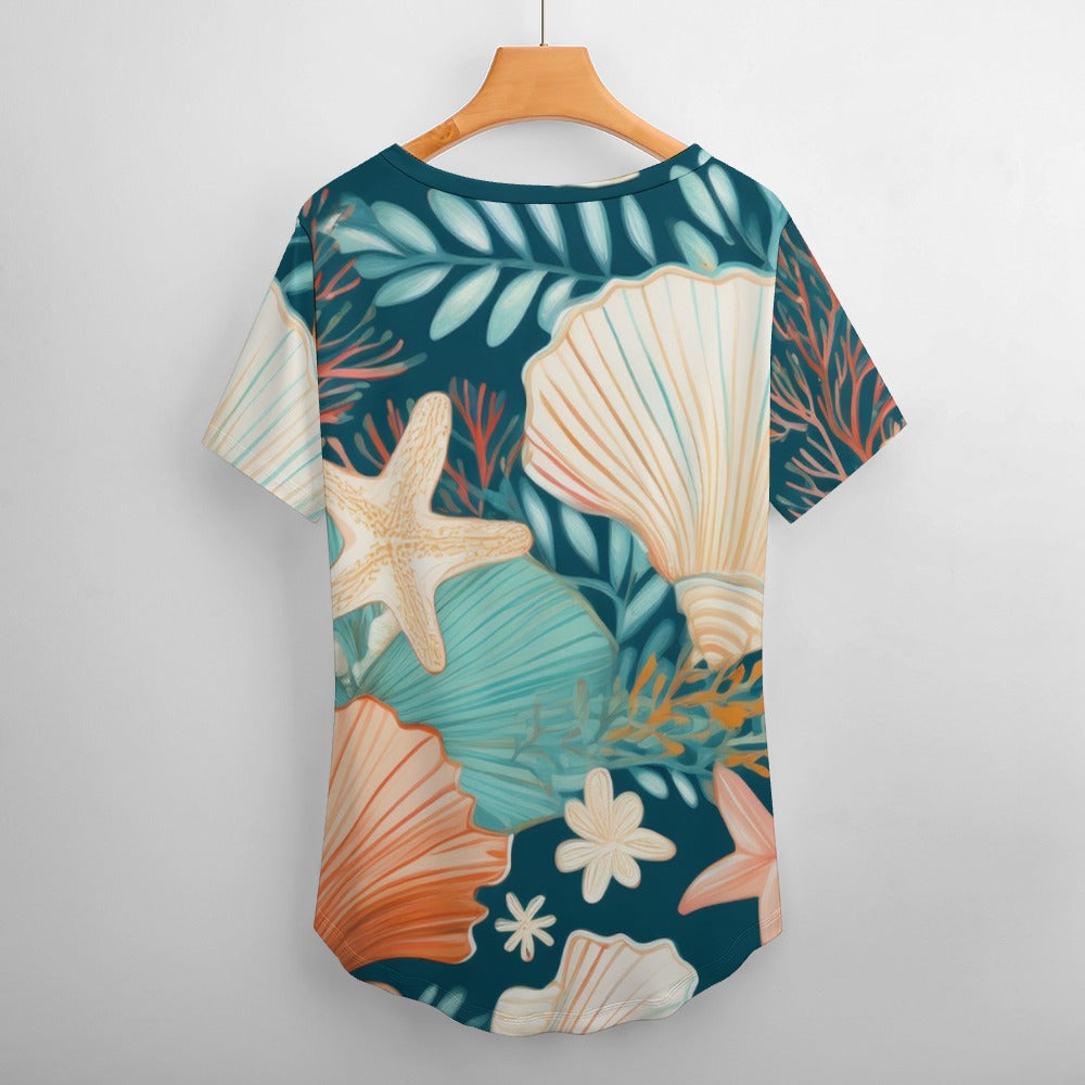 V Neck Short-sleeve Shirt Inkedjoy