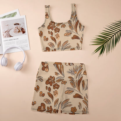 Thread Yoga Vest Set Beige Floral