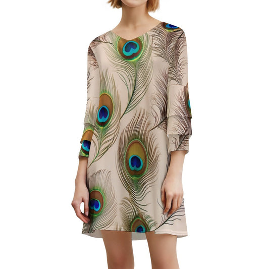 Lotus leaf sleeve dress Inkedjoy