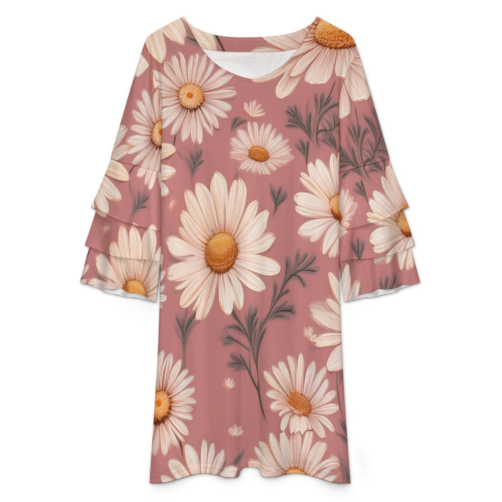Lotus leaf sleeve dress Inkedjoy