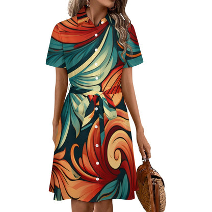 Short-sleeved collared dress