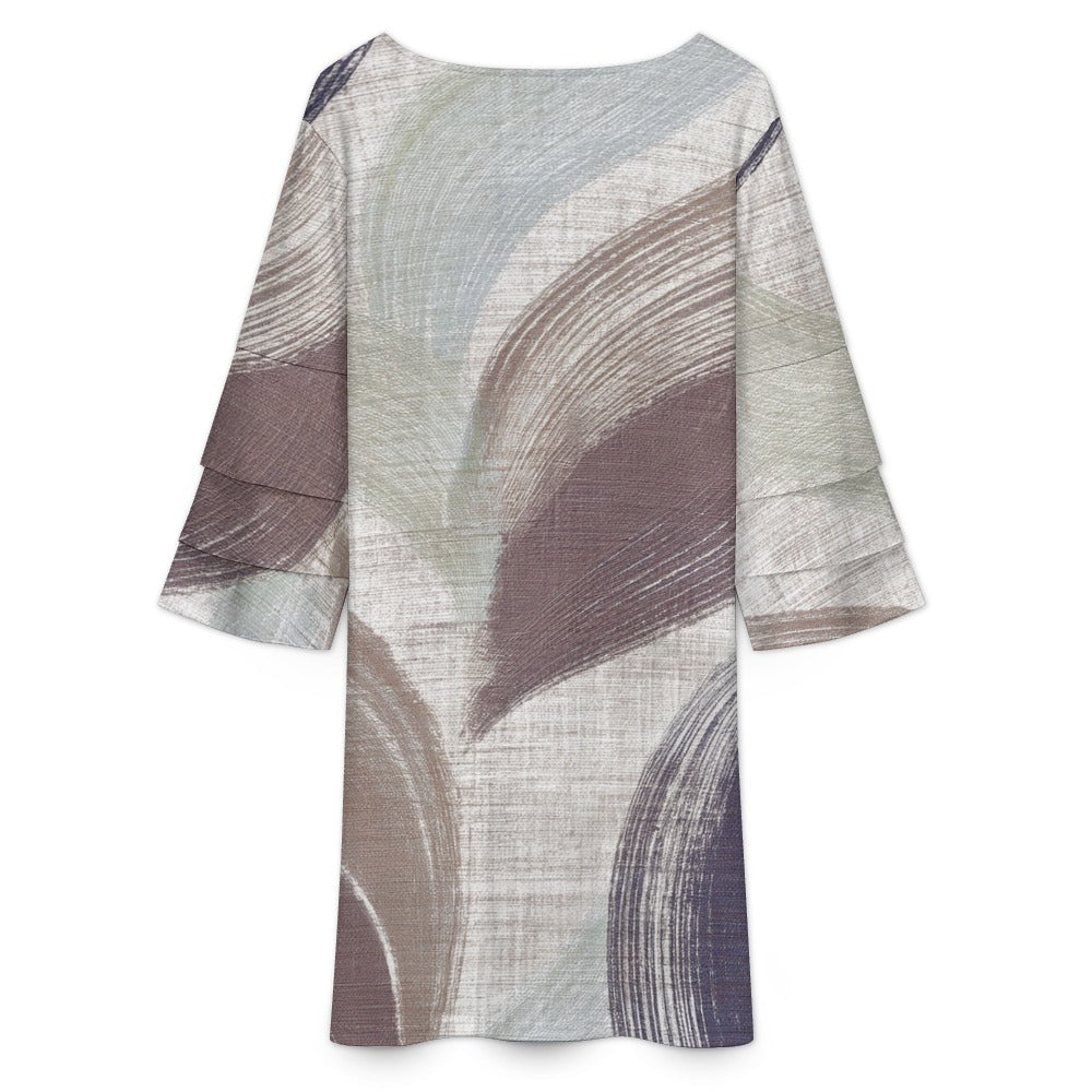 Lotus leaf sleeve dress Inkedjoy