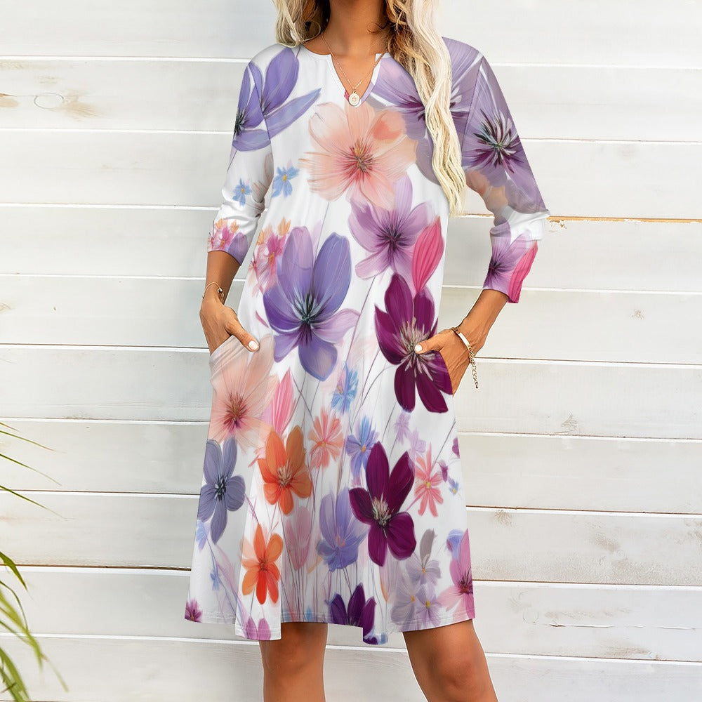7-point sleeve dress Inkedjoy