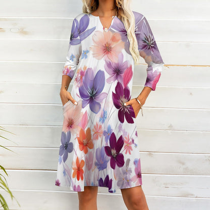 7-point sleeve dress Inkedjoy