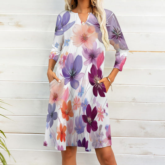7-point sleeve dress Inkedjoy