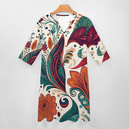 7-point sleeve dress Inkedjoy