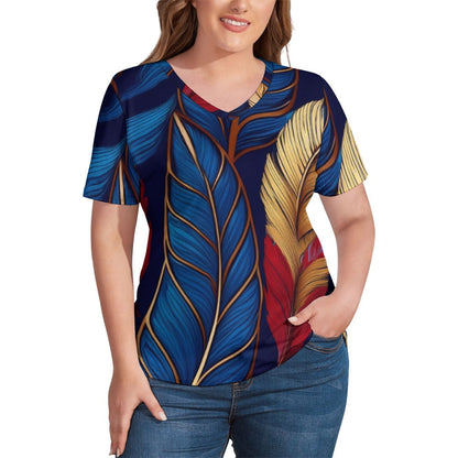 V Neck Short-sleeve Shirt Inkedjoy