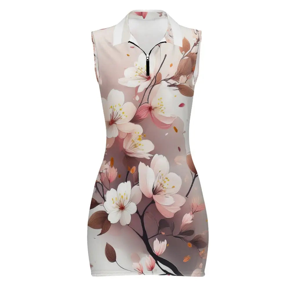 Short Sleeve Dress with Short Zipper Inkedjoy