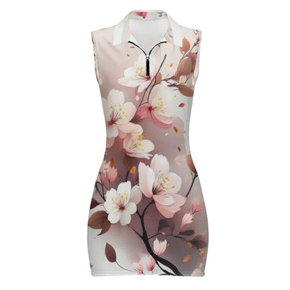 Short Sleeve Dress with Short Zipper Inkedjoy