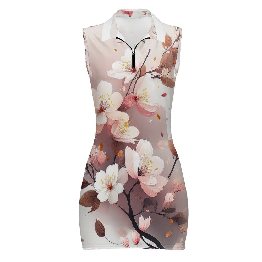 Short Sleeve Dress with Short Zipper Inkedjoy