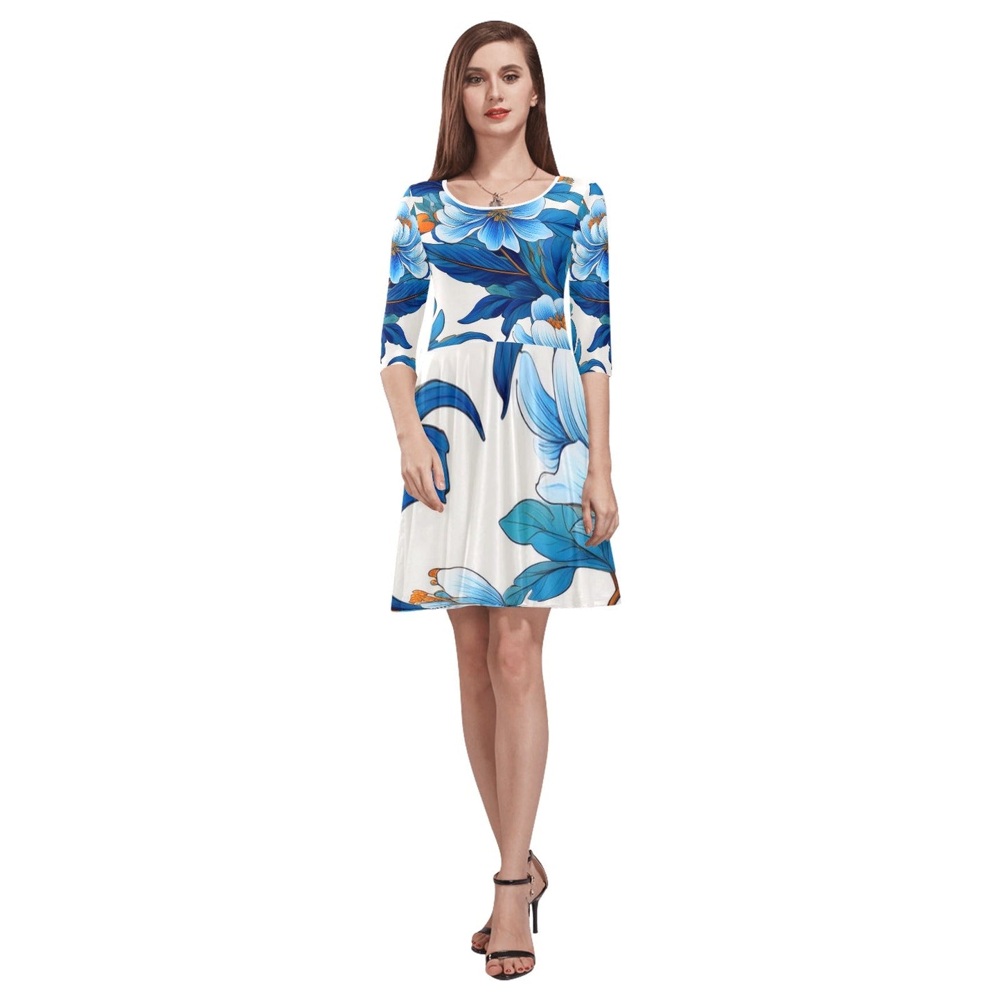 Half-Sleeve Skater Dress Inkedjoy