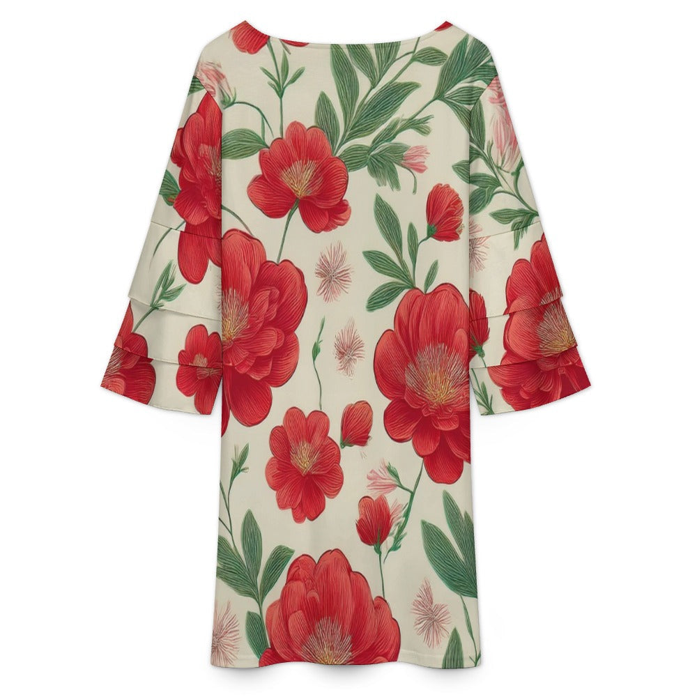 Lotus leaf sleeve dress Inkedjoy