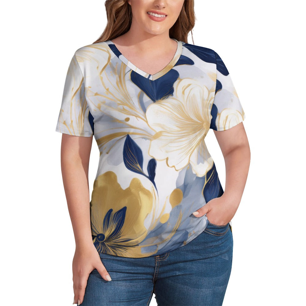 V Neck Short-sleeve Shirt Inkedjoy