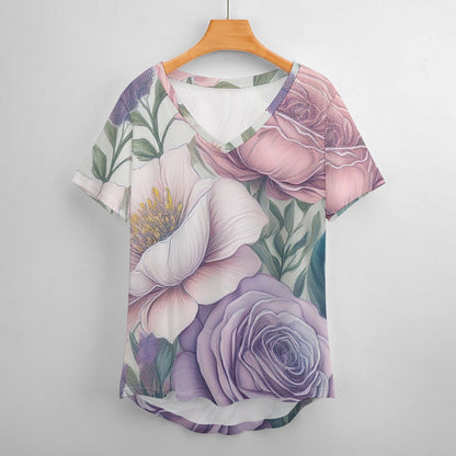 V Neck Short-sleeve Shirt Inkedjoy