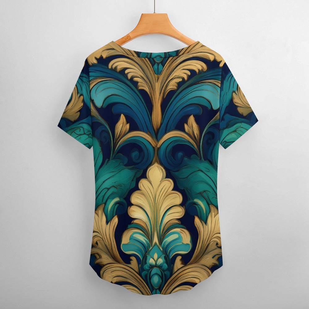 V Neck Short-sleeve Shirt Inkedjoy