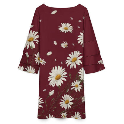 Lotus leaf sleeve dress Inkedjoy