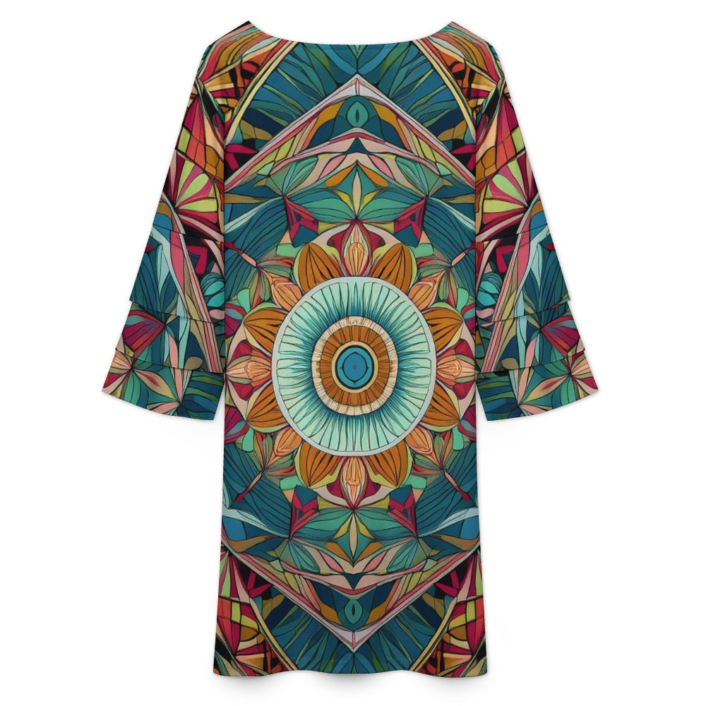 Lotus leaf sleeve dress Inkedjoy