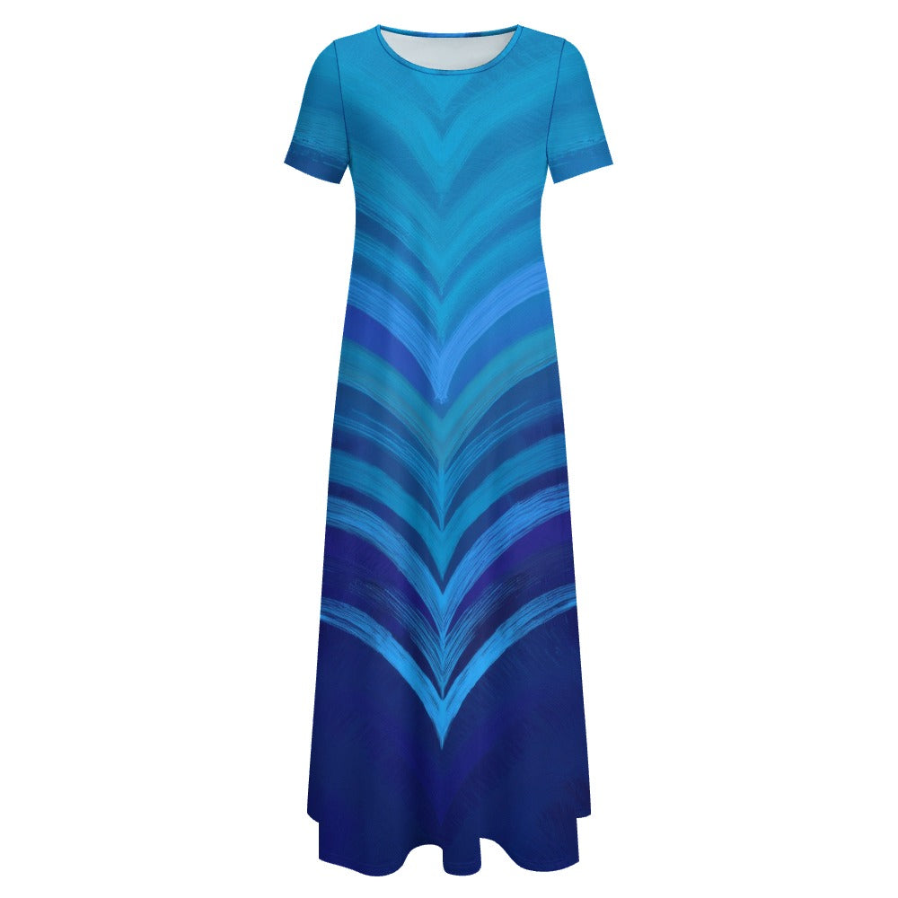 Blue Short Sleeve Dress (No Pockets) Inkedjoy