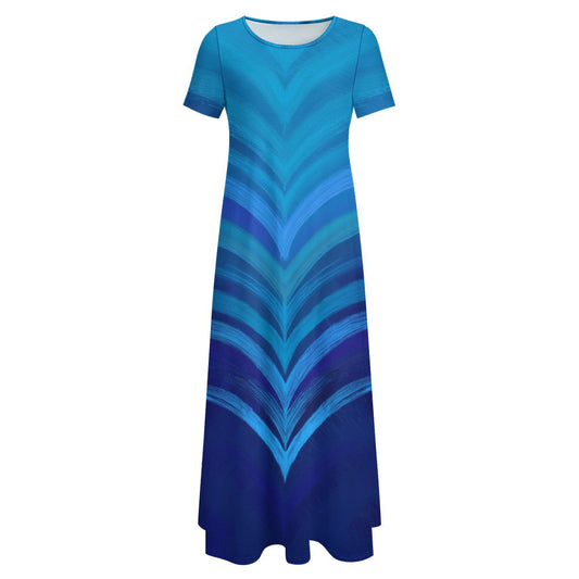 Blue Short Sleeve Dress (No Pockets) Inkedjoy