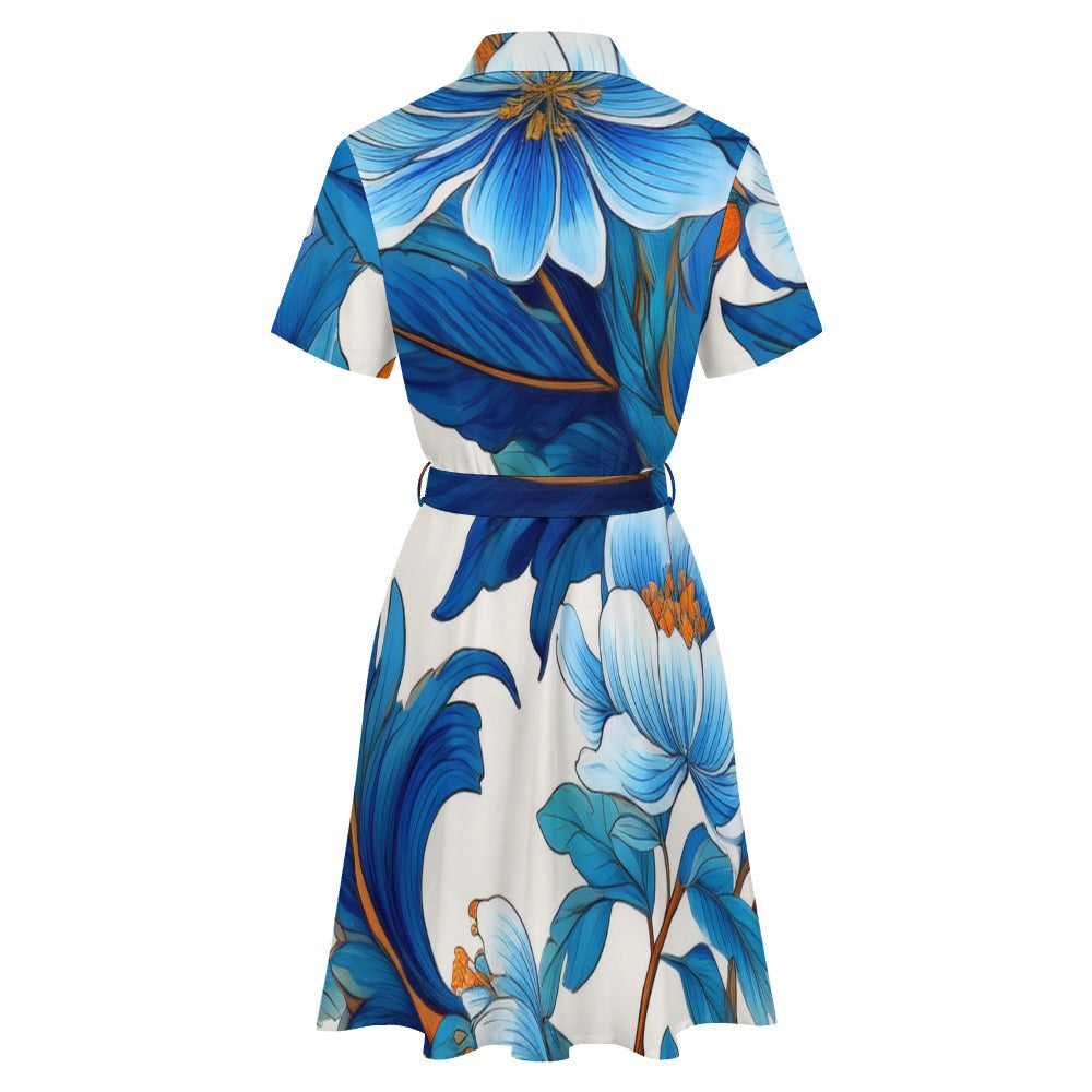 Short-sleeved collared dress Inkedjoy