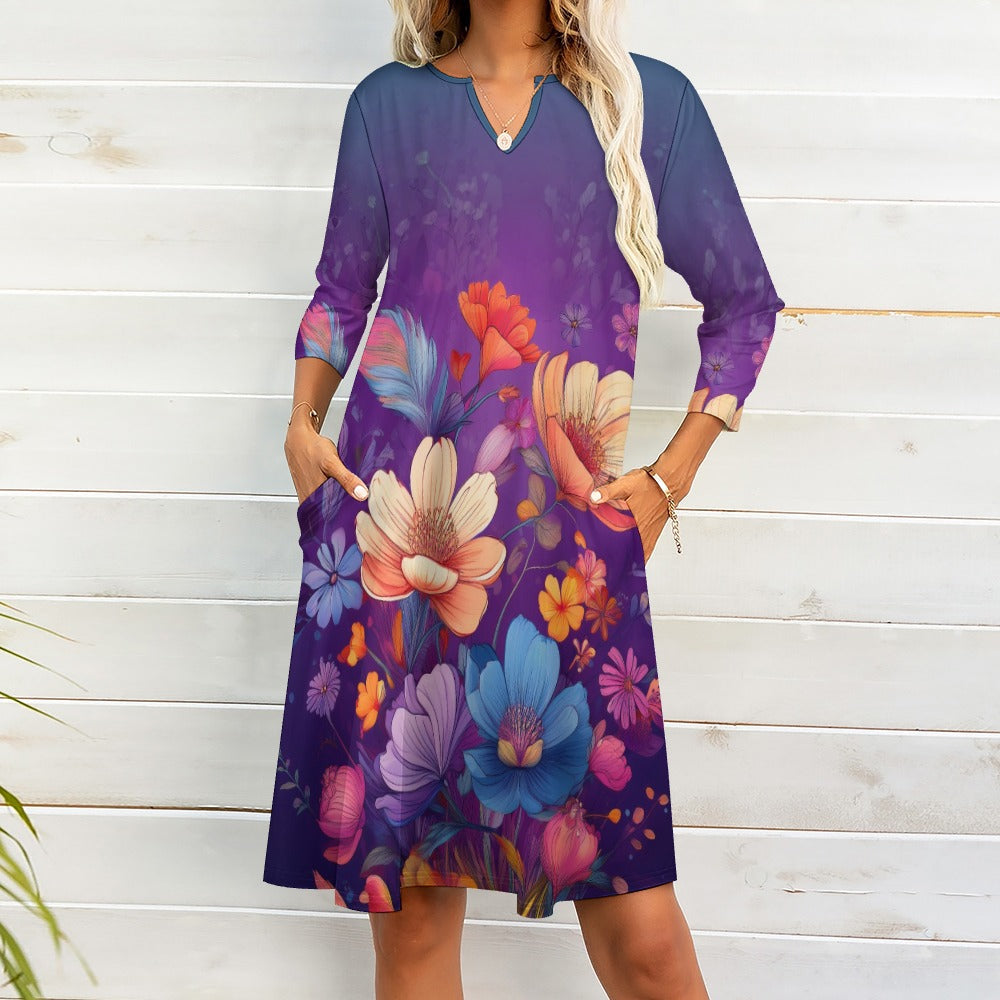 7-point sleeve dress Inkedjoy
