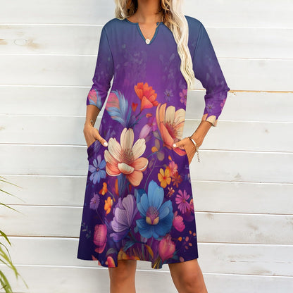 7-point sleeve dress Inkedjoy