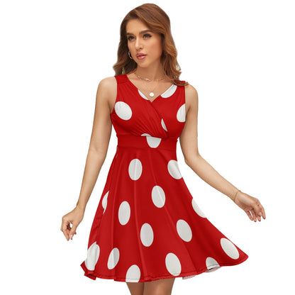 Sleeveless White Polka Dot Dress