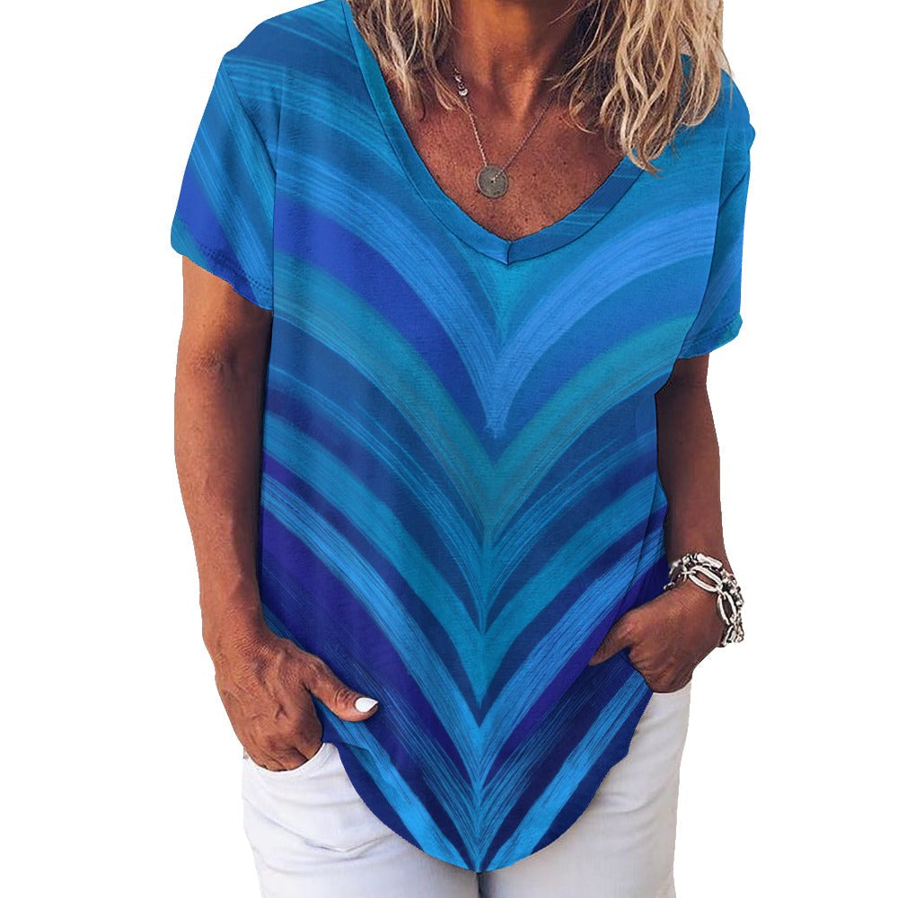 V Neck Short-sleeve Shirt Inkedjoy