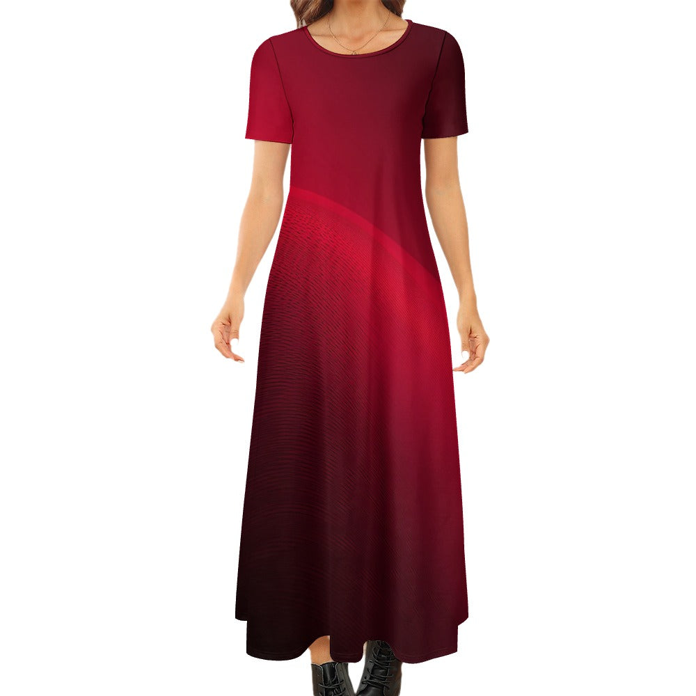Red Short Sleeve Dress (No Pockets) Inkedjoy